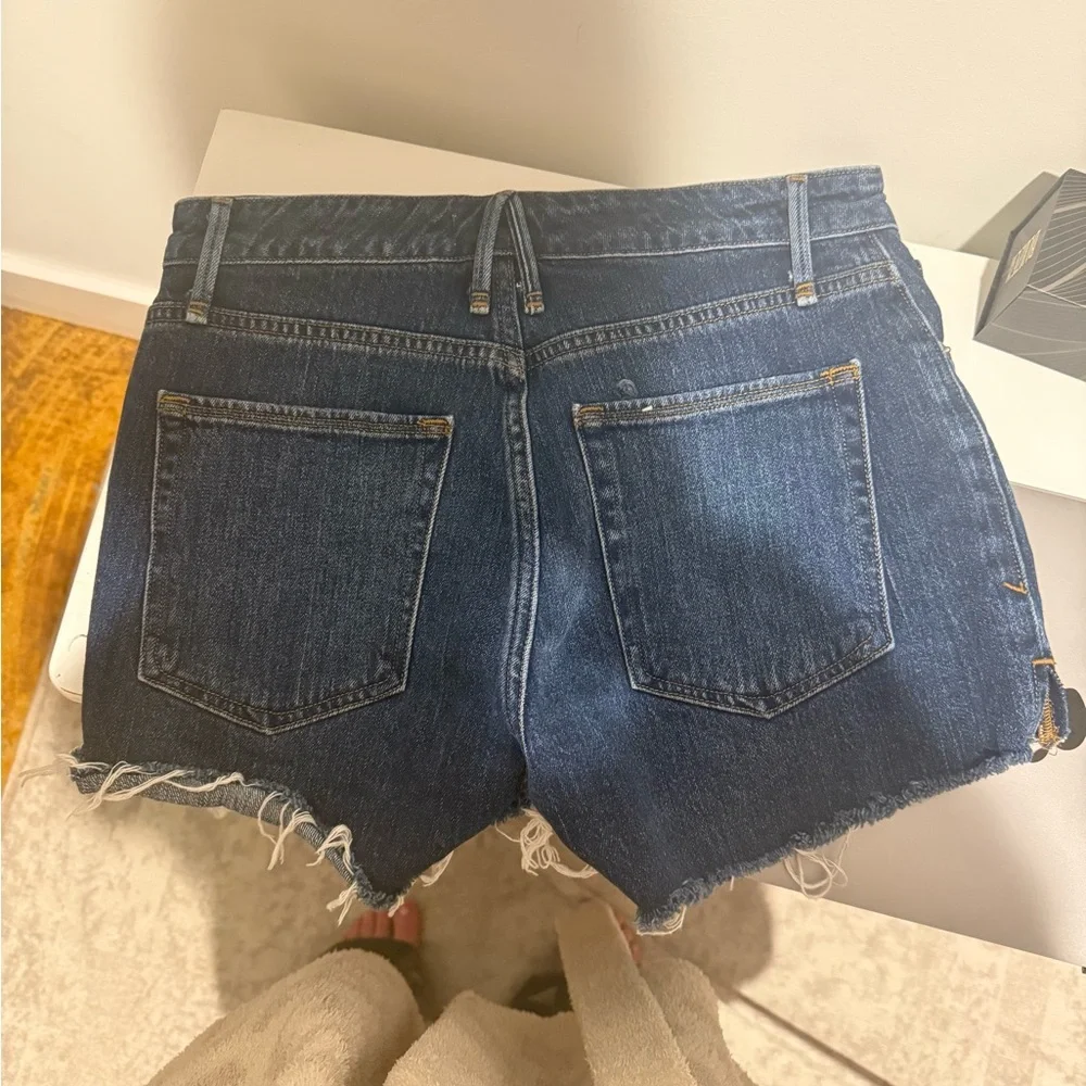 Good American Distressed Blue Jean Shorts - Picture 2 of 3